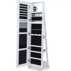 Rotating Jewelry and Handbag Holder with Full-Length Mirror
