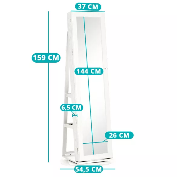 Rotating Jewelry and Handbag Holder with Full-Length Mirror