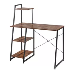 Compact Computer Desk, Workstation with 4 Shelves