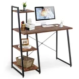 Compact Computer Desk, Workstation with 4 Shelves