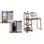 Compact Computer Desk, Workstation with 4 Shelves