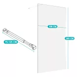 Walk-in 8 mm Tempered Glass Shower Screen, 100x200cm