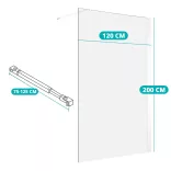Walk-in 8 mm Tempered Glass Shower Screen, 120x200cm