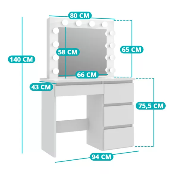 Barcelona Dressing Table, White