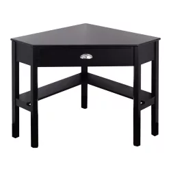 Corner Desk with Drawer and Shelves