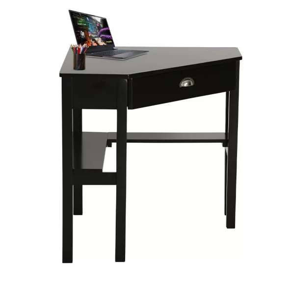 Corner Desk with Drawer and Shelves