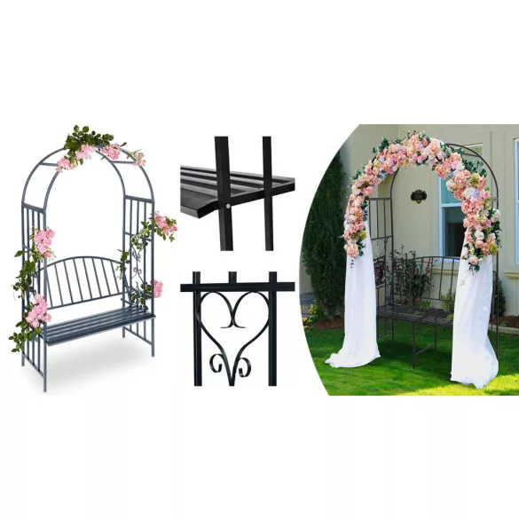 Rose Arbor with Bench, Black