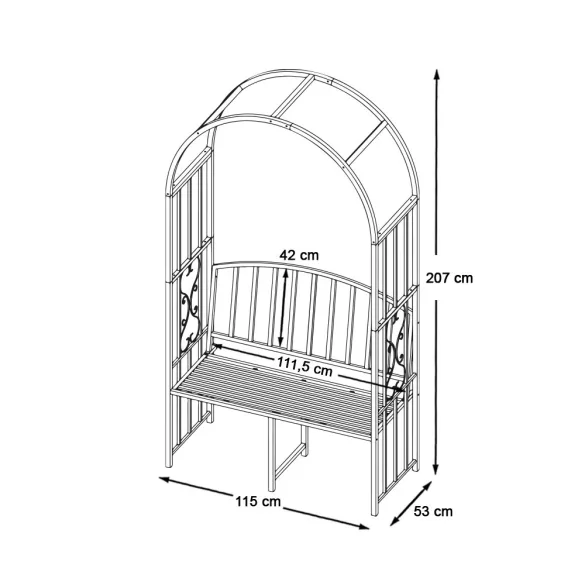 Rose Arbor with Bench, Black
