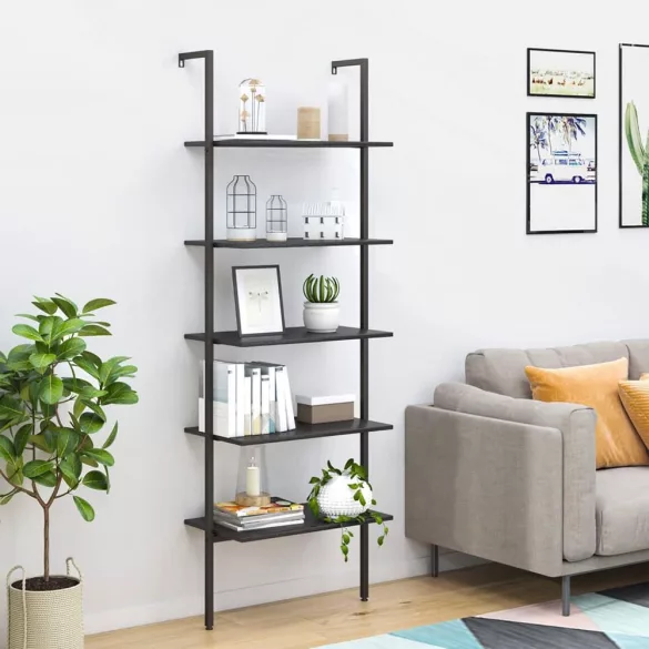 Wall-Mounted 5-Tier Storage, Black