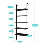 Wall-Mounted 5-Tier Storage, Black
