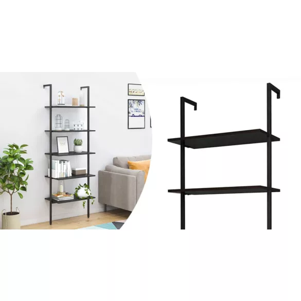 Wall-Mounted 5-Tier Storage, Black
