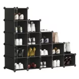 15-Piece Stackable Storage Cube, Black