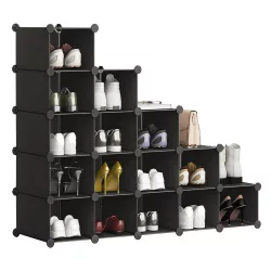 15-Piece Stackable Storage Cube, Black