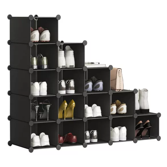 15-Piece Stackable Storage Cube, Black