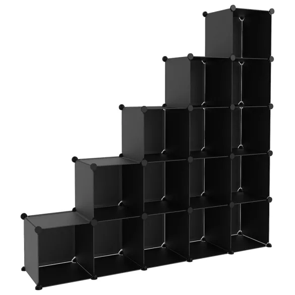 15-Piece Stackable Storage Cube, Black