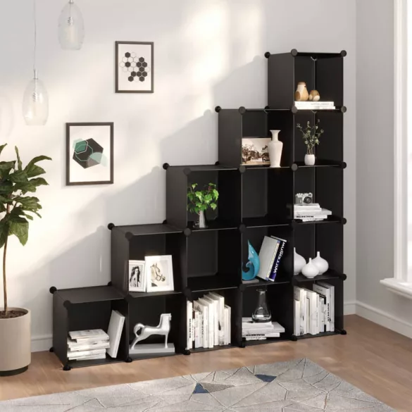 15-Piece Stackable Storage Cube, Black