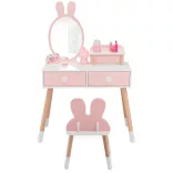 Bunny Themed Vanity Table for Kids with Mirror and Chair