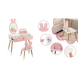 Bunny Themed Vanity Table for Kids with Mirror and Chair