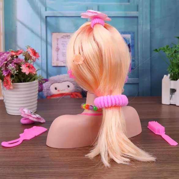 Makeup and Combable Doll Head with Accessories