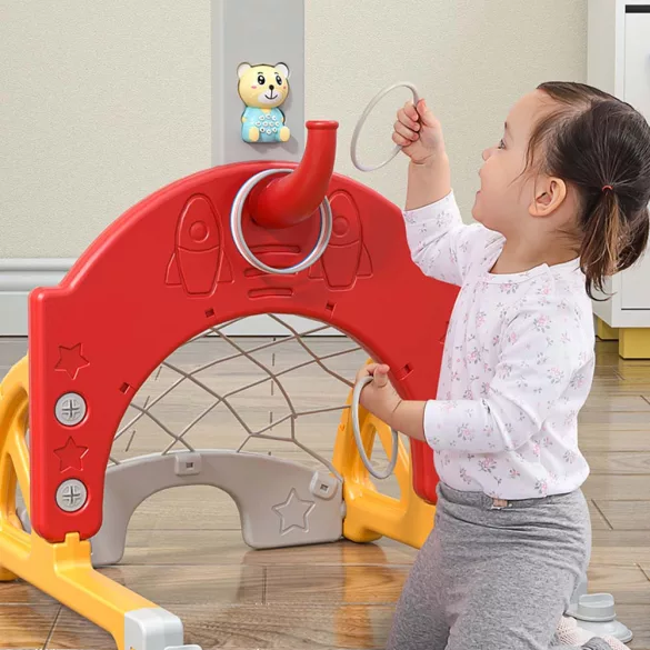 4-in-1 Adjustable Height Kids Play Set, Orange-Yellow