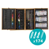 174-piece painting and drawing set in a practical wooden gift box