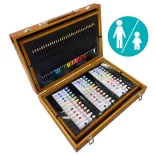 174-piece painting and drawing set in a practical wooden gift box