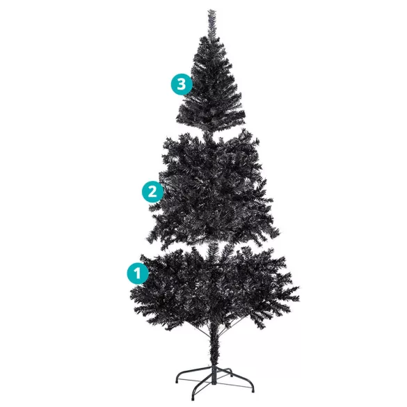 Black Artificial Christmas Tree, 180cm 708 Branches