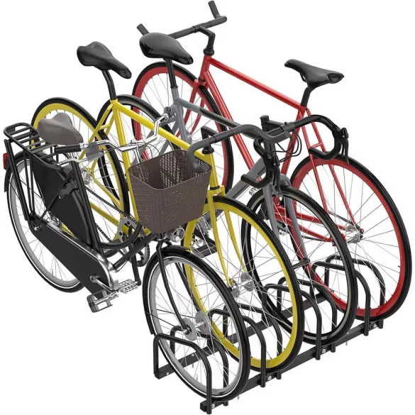 Outdoor bike rack for 4 bicycles, black