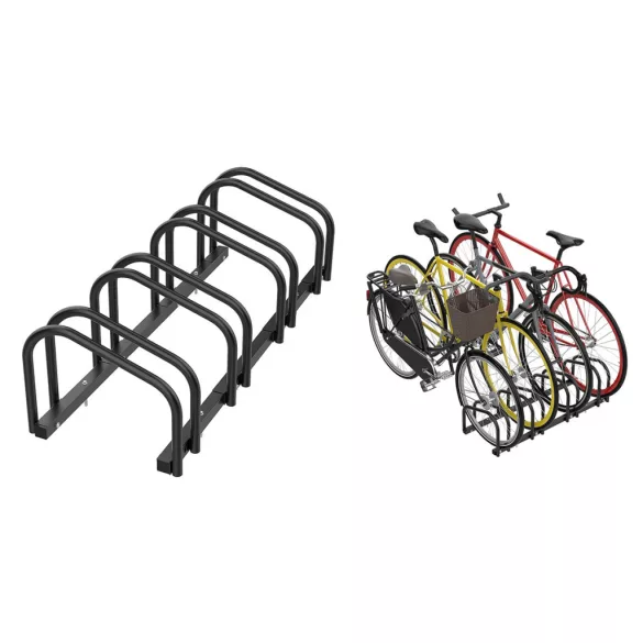Outdoor bike rack for 4 bicycles, black