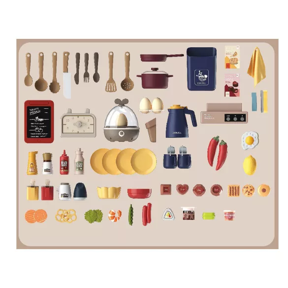 Play Kitchen 72 Pieces, Brown