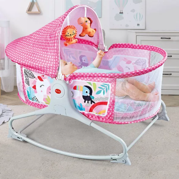 Baby Crib with Music and Vibration Function, Pink