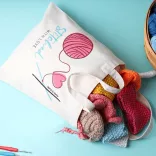 Crochet Set with Colorful Yarns and Accessories in a Gift Tote Bag