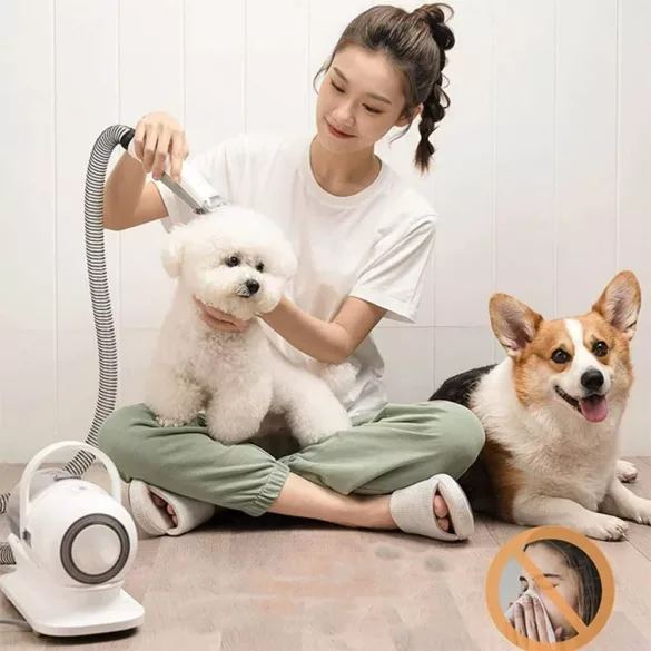 Pet Grooming Kit with Vacuum Container and Accessories