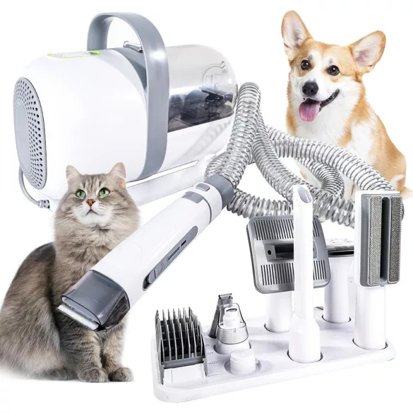 Pet Grooming Kit with Vacuum Container and Accessories