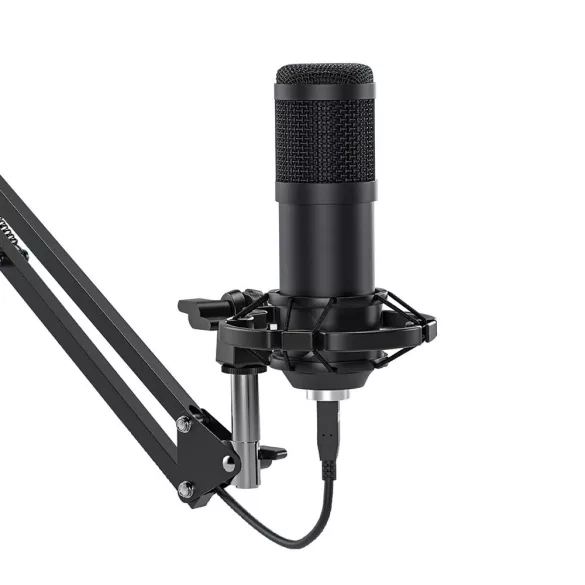 Desk-mounted studio microphone with USB connection