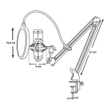 Desk-mounted studio microphone with USB connection