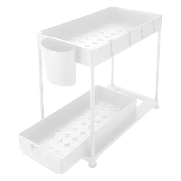 Under-sink 2-tier organizer rack 2pcs, white