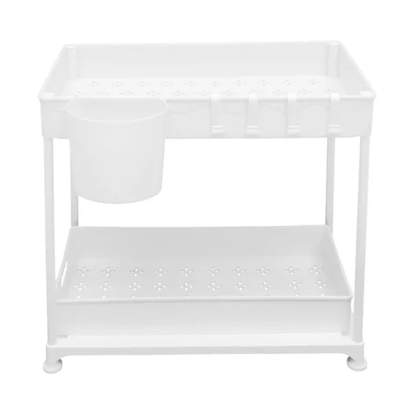 Under-sink 2-tier organizer rack 2pcs, white