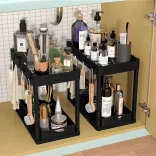 Under-sink 2-tier organizer rack 2pcs, black