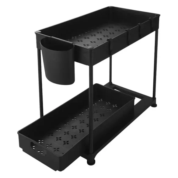 Under-sink 2-tier organizer rack 2pcs, black