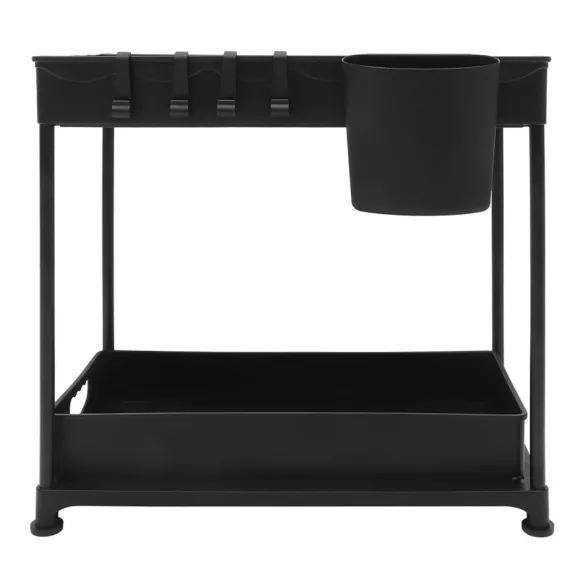 Under-sink 2-tier organizer rack 2pcs, black