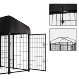 Outdoor Metal Dog Kennel with UV-Resistant Cover