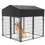 Outdoor Metal Dog Kennel with UV-Resistant Cover