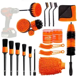   20-piece car cleaning and care kit for exterior and interior surfaces