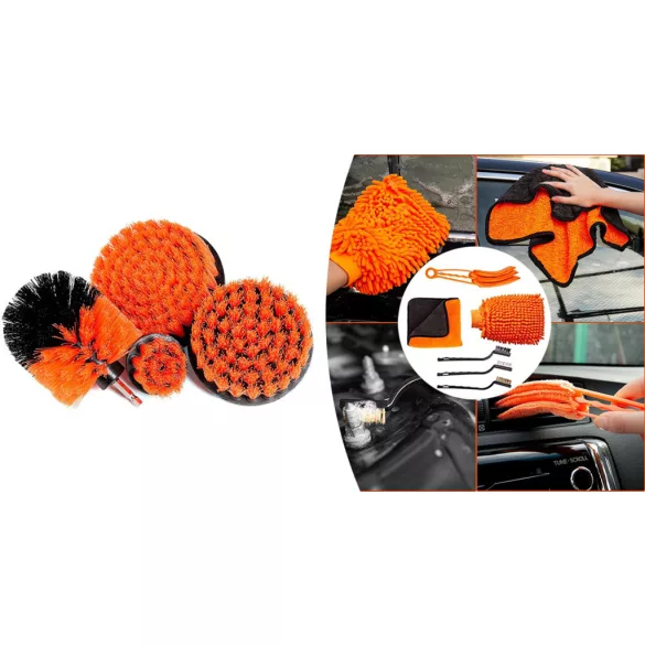 20-piece car cleaning and care kit for exterior and interior surfaces