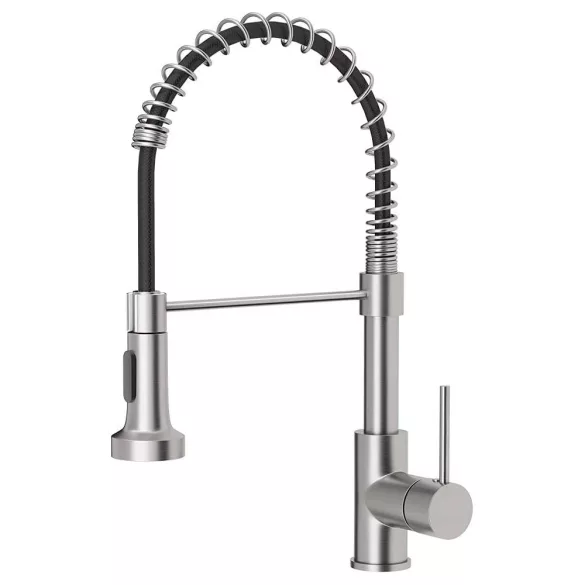 Pull-down kitchen faucet with flexible hose and detachable spray head