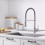 Pull-down kitchen faucet with flexible hose and detachable spray head
