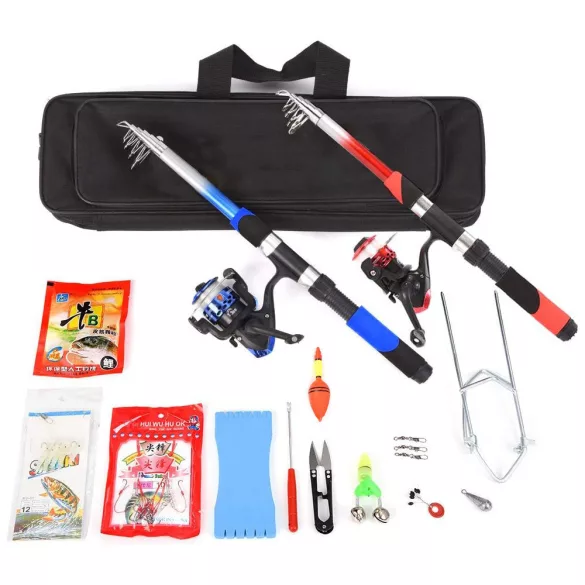 Beginner Fishing Gear Set with 2 Telescopic Rods and Accessories