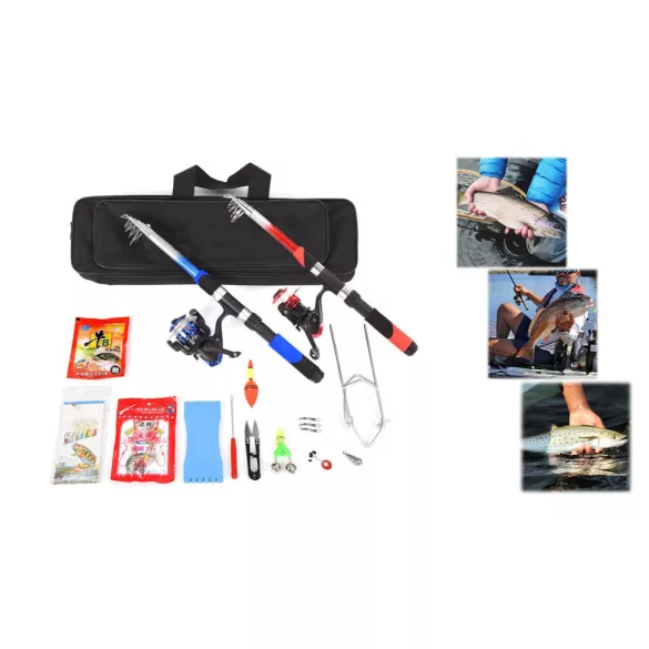 Beginner Fishing Gear Set with 2 Telescopic Rods and Accessories