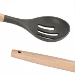 14-piece kitchen utensil set with heat-resistant silicone heads and holder, dark gray